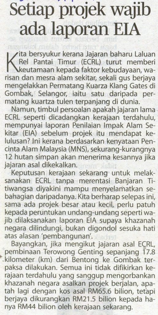 Setiap Projek Wajib Ada Laporan Eia April Berita Harian