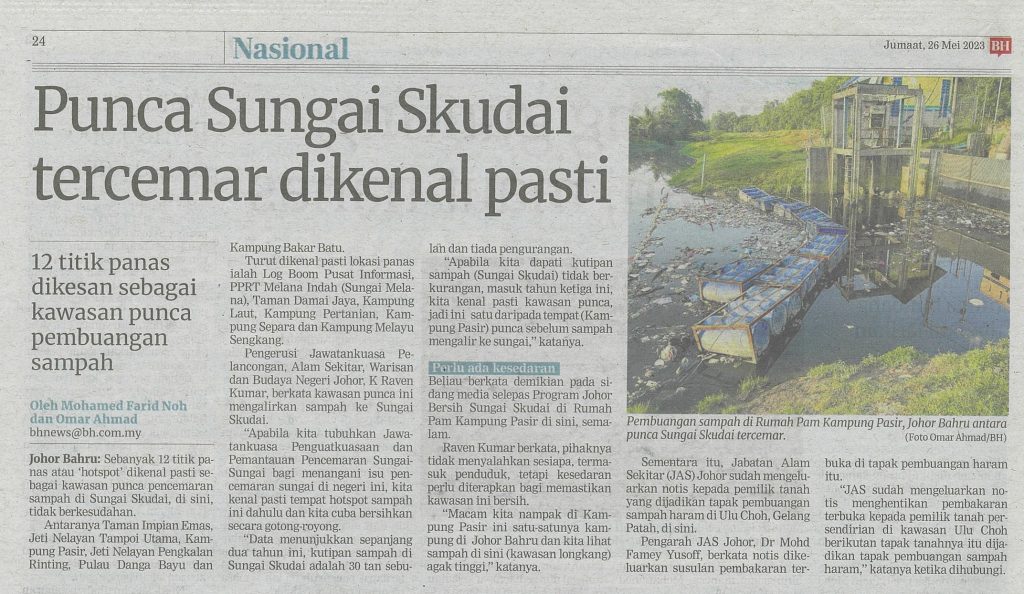 Punca Sungai Skudai Tercemar Dikenal Pasti 26 Mei 2023 Berita Harian