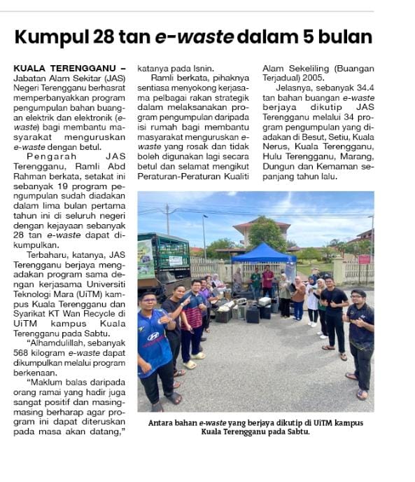 PROGRAM PENGUMPULAN E WASTE ANJURAN UITM CAWANGAN KUALA TERENGGANU