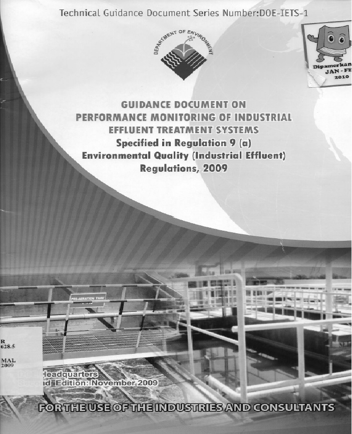 Technical Guidance Document On Performance Monitoring Of Industrial Effluent Treatment Systems Specified In Regulation 9 A Environmental Quality Industrial Effluent Regulations 2009 Enviro Knowledge Center