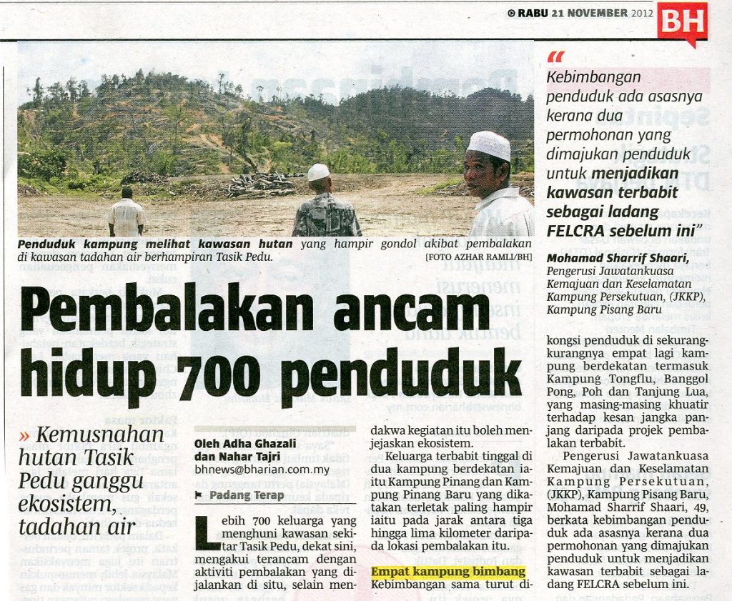 Pembalakan ancam hidup 700 penduduk u2013 Enviro Knowledge Center