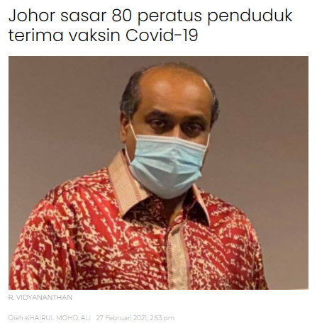 Peratus vaksin johor