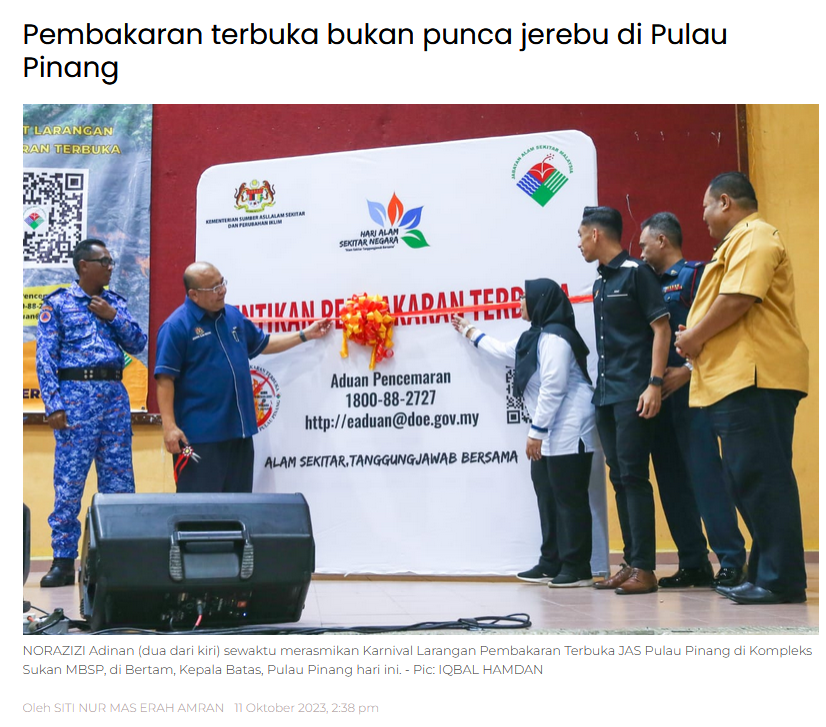 Pembakaran Terbuka Bukan Punca Jerebu Di Pulau Pinang UTUSAN MALAYSIA ...