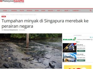 Tumpahan minyak di Singapura merebak ke perairan negara